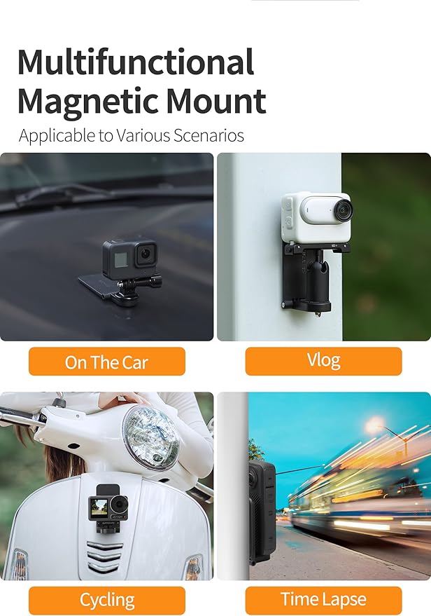 Magnetic Mount Stand Compatible with Insta360 X4 X5, with 1/4″ Screw Action Camera Accessories for Insta 360 x5/x4/x3/go 3s/DJI Osmo Pocket 3/GoPro Hero 13/12 Quick Fixation