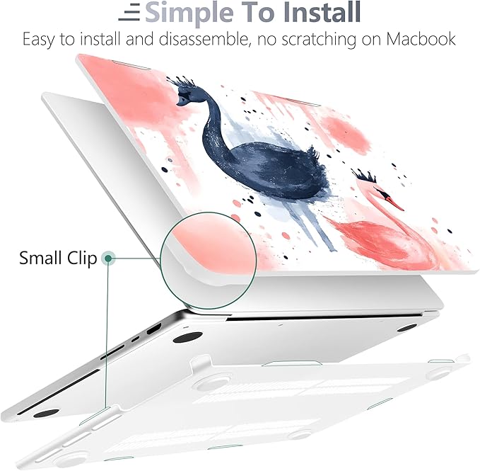 Batianda for MacBook Pro 14 Inch Case 2026-2021 Release M5 M4 M3 M2 M1 Pro/Max, 1.2mm Slim Graphic Hard Shell Cover with Keyboard Cover, Screen Protector 4-in-1 Bundle, Swan