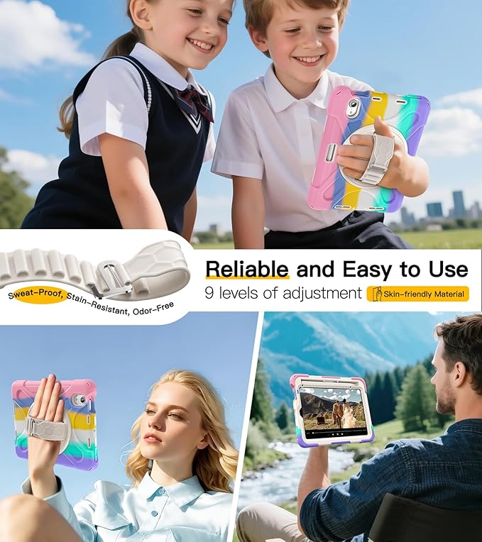 BRAECN for iPad mini 7(A17 Pro)/ 6 case 2024/2021 8.3 inch Heavy Duty Shockproof Protective with Pencil Holder Screen Protector 360°Rotating Stand Handle Full Body Cover Shoulder Strap Kids Friendly