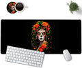 Large Mouse Pad, 31.5 x 11.8in Extended Gaming Mouse Pad with Stitched Edges, XXL Mousepad Protector Non Slip Rubber Base for Office & Home Writing Mat,Colorful Day of The Dead Women Black Desk Mat