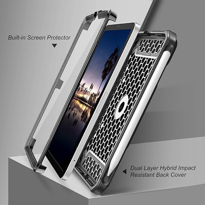 Fintie Case for iPad Mini 7 (A17 Pro, 7th Generation) 2024 / iPad Mini 6 (6th Gen) 8.3 Inch, [Tuatara Magic Ring] 360 Degree Rotating Shockproof Rugged Cover with Screen Protector, Black