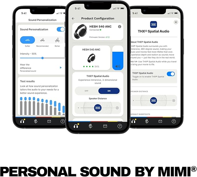 Skullcandy Hesh 540 ANC Wireless Over-Ear Bluetooth Headphones with THX Spatial Audio, Active Noise Cancelling, Personalized Sound, Up to 65 Hours Battery, Microphone for iPhone Android - Bone