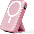 for Magsafe Battery Pack, 10000mAh Wireless Portable Charger with 20W USB-C Fast Charging, Foldable Stand & LED Display Magnetic Power Bank, Compatible with iPhone 16/15/14/13 All Series-Pink