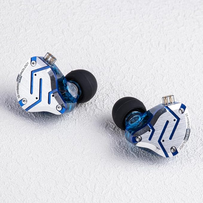 Linsoul KZ ZS10 Pro, 4BA+1DD 5 Driver in Ear Monitor, HiFi Wired Earbuds, Gaming Earbuds, Hybrid IEM Earphones with Stainless Steel Faceplate, Detachable Cable for Musician(Without Mic, Glare Blue)