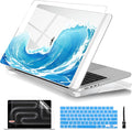 Batianda for MacBook Pro 14 Inch Case 2026-2021 Release M5 M4 M3 M2 M1 Pro/Max, 1.2mm Slim Graphic Hard Shell Cover with Keyboard Cover, Screen Protector 4-in-1 Bundle, Blue Waves