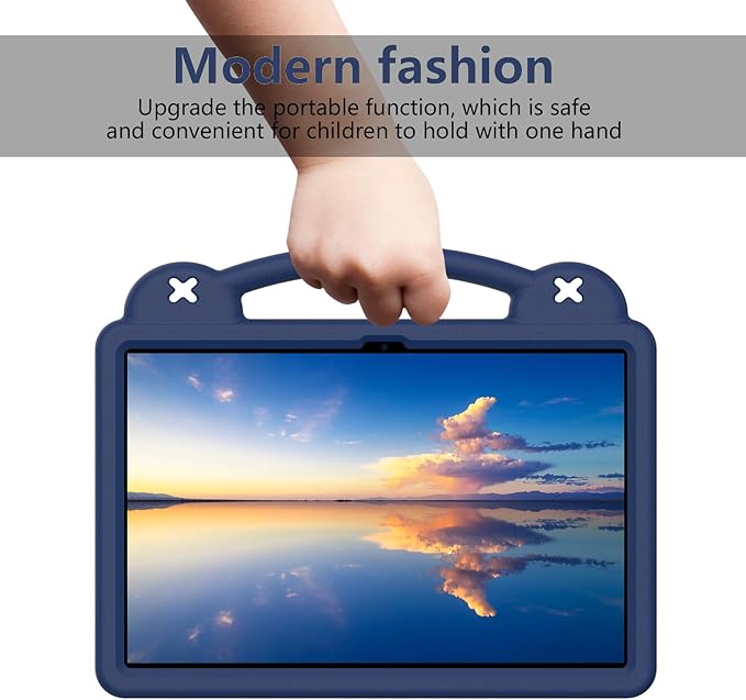 AKABEILA Compatible with Samsung Galaxy Tab A11+ 2025 Tablet Case, Kids Friendly Universal Lightweight Shockproof Protective Case with Shoulder Strap & Stand Handle Navy Blue