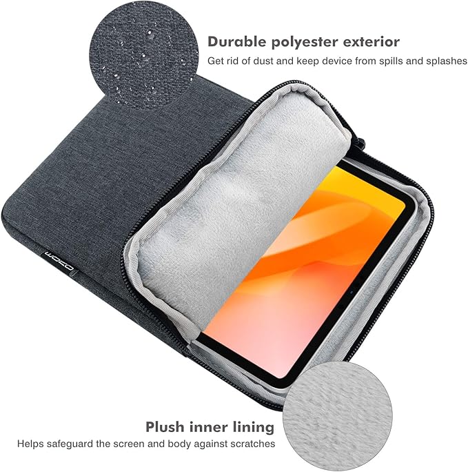 MoKo 13 Inch Tablet Sleeve Fits New 13inch iPad Air M4 2026, iPad Pro M5/M4/Air M3/M2 13", iPadPro 12.9", Galaxy Tab S8+/S9+ 12.4", Polyester Bag Fit with Apple Pencil or Smart Keyboard, Space Gray