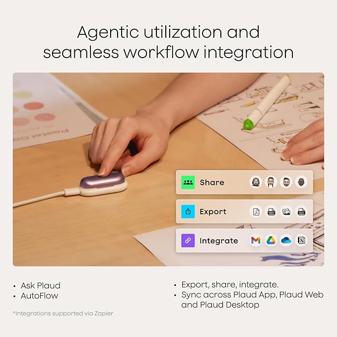 Plaud NotePin Voice Recorder, AI Voice Recorder, AI Note Taker, AI Transcribe & Summarize, Support 112 Languages, for Meetings, Lectures, Professionals, Teams, Sunset Purple, Non-S Version