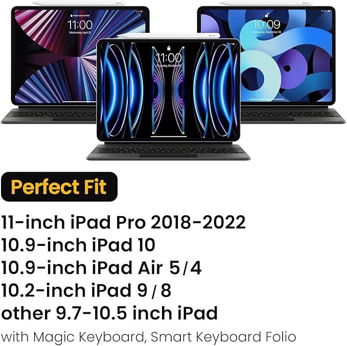 tomtoc 11 Inch Tablet Case Sleeve for 2026 iPad Air M4&M3, 2025 iPad Pro M5/M4, iPad (A16), Galaxy Tab S11/A11+, Fits Magic Keyboard and Smart Keyboard Folio