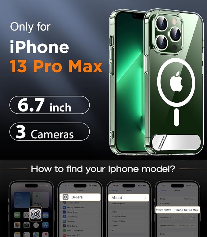 Magnetic Compatible with iPhone 13 Pro Max Case, [Built-in Invisible Kickstand][Compatible with MagSafe] [Military Grade Shockproof] Slim Thin Phone Case for iPhone 13 Pro Max 6.7"