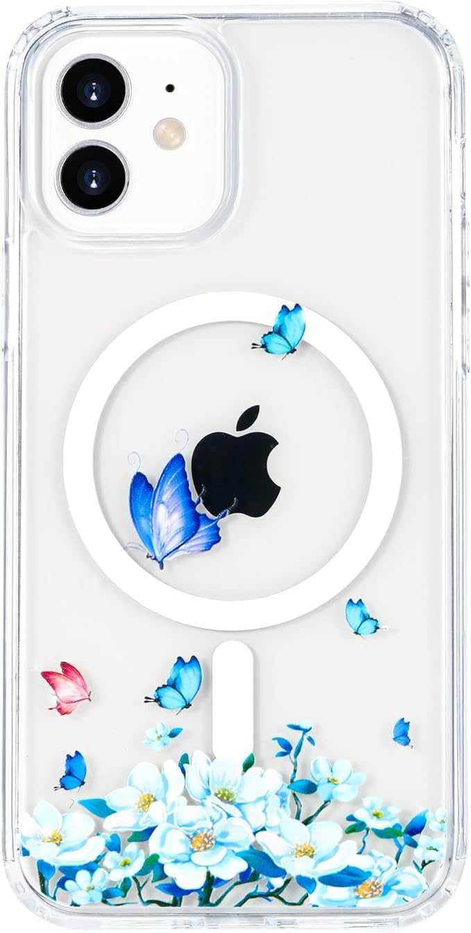 Magnetic Case for iPhone 11 Case, [Military Grade Drop Tested] [Compatible with MagSafe] Slim Protective Cover, Translucent Matte Shockproof Case 11 Phone Case 6.1", Clear Butter-Fly