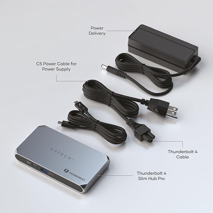 Satechi Thunderbolt 4 Dock Slim Hub Pro, USB C 100W Charging, Single 8K or Dual 4K Display, 4 Thunderbolt 4 Ports, USB 3.2 Gen2, for Mac/Windows, MacBook Air/Pro, Dell, Surface, Lenovo