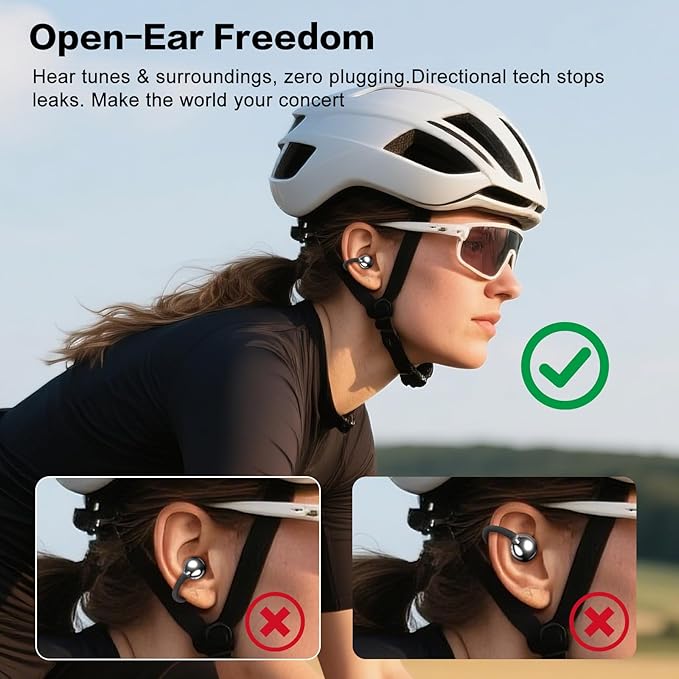 ZIHNIC S26 Wireless Clip on Earbuds, Open Ear Wireless Bluetooth 5.4 Headphones with Mic, IPX5 Waterproof, 35Hr Play time, Light Weight -Black