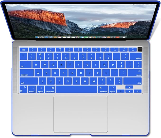 IBENZER Compatible with New MacBook Air 13 inch Case 2022 2021 2020 M1 A2337 A2179 A1932, Plastic Hard Shell Case with Keyboard Cover for Mac Retina Display with Touch ID, Royal Blue, MMA-T13RBL+1A