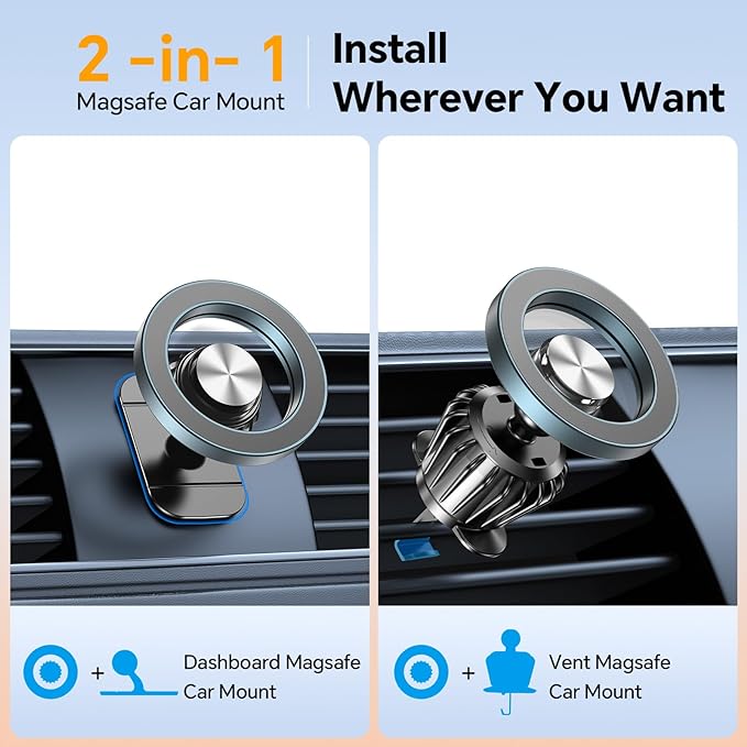 Kaistyle for Magsafe Car Mount【20 Strong Magnets】Magnetic Phone Holder for Car Phone Holder Mount Dash Mounted Holders Cell Phone Holders for Your Car Accessories for Women Men for iPhone 17 16 15 14