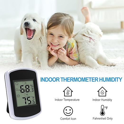 Urageuxy Digital Hygrometer Thermometer, Temperature Humidity Monitor with Fahrenheit Only, Indoor Temperature Gauge and Humidity for Home, Office, Bedroom, Baby Room, Kitchen, Greenhouse