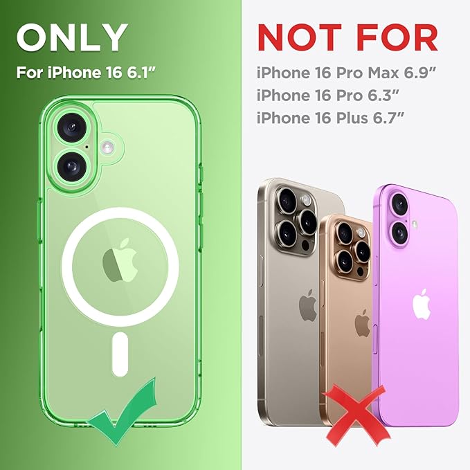 CAPRARO Magnetic Compatible with iPhone 16 Case, Upgraded [Full Camera Protection] [Compatible with MagSafe] Protective Translucent Matte Women Girl Phone Case Cover, Clear Green
