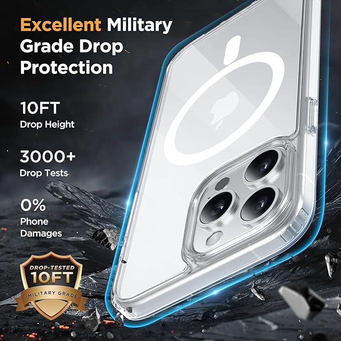 Miracase Magnetic for iPhone 13 Pro Case 6.1 inch (Compatible with MagSafe)（with 2X Screen Protectors） Military-Grade Protection, Anti-Fingerprint Translucent Matte Phone Case Cover, Clear