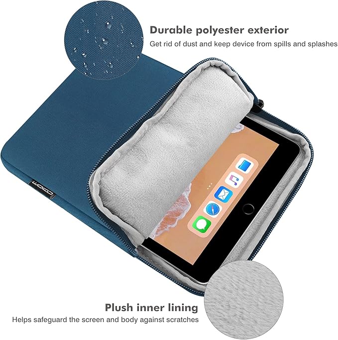MoKo 9-11 Inch Tablet Sleeve Bag Carrying Case Fits New 11inch iPad Air M4, iPad A16 2025, iPad Pro 11 M4, Air 5/4/3, iPad 10/9/8th Gen, Tab S8/S9 11", Tablet Carrying Case,Peacock Blue