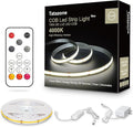 Tatazone White COB Led Strip Lights Max with RF Remote, 16.4ft 4000K CRI93+ Dimmable Ultra Bright Neutral White COB Light Strip, Indoor COB Led Lights for Mirror, Kitchen, Room, Cabinet, Closet