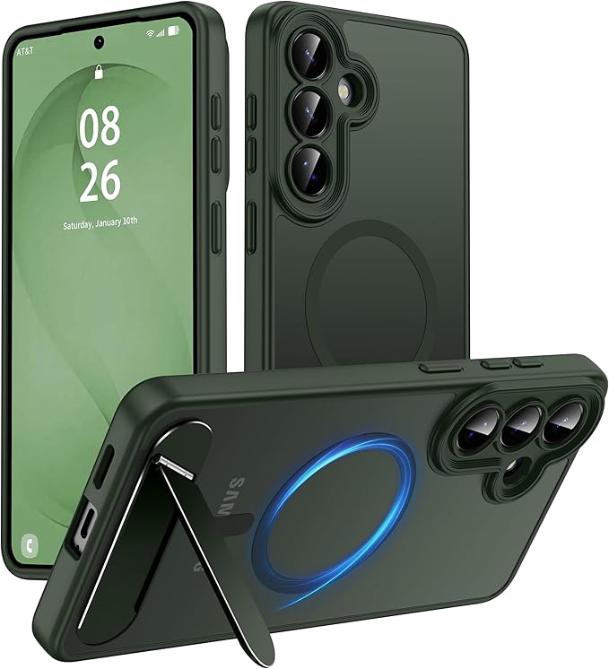 Magnetic for Samsung Galaxy S26+ Plus Case, [Compatible with MagSafe][Full Camera Protection][Built-in Invisible Kickstand] Translucent Matte Phone Case for S26 Plus 6.7" - Green