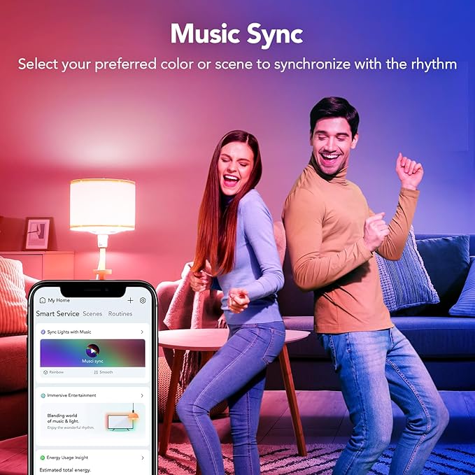 OREiN Matter Smart Light Bulb, Smart Light Bulbs with Remote Control Work with Apple Home, Alexa, Google Home, SmartThings, Color Changing Light Bulbs 2.4Ghz WiFi, 800 Lumens Equivalent 60W 2Pack
