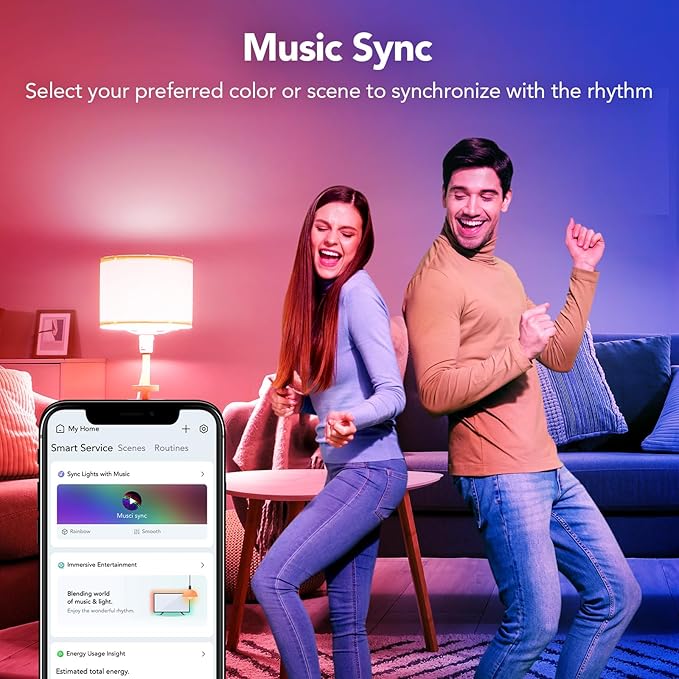 OREiN Matter Smart Light Bulb, Smart Light Bulbs Work with Apple Home, Alexa, Google Home, SmartThings, A19 Color Changing Light Bulbs 2.4Ghz WiFi, 800 Lumens Equivalent 60W 2Pack
