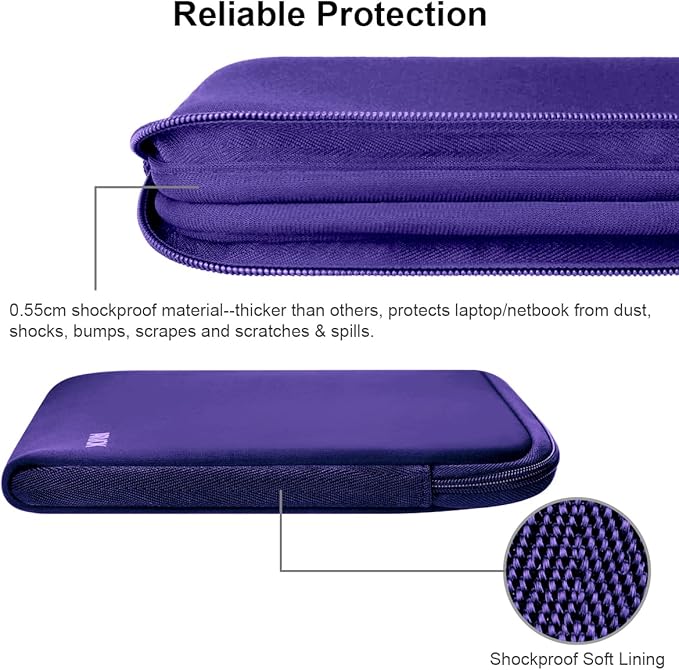 ARVOK Laptop Sleeve Ultra-Thin Case Water-Resistant Notebook Computer Pocket Tablet Briefcase Carrying Bag/Pouch Skin Cover for HP/Dell/Lenovo/Asus/Acer,Purple,15inch