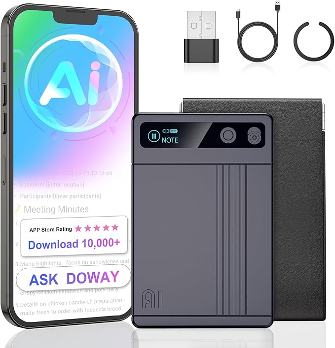 Voice Activated Recorder, Digital Voice Recorder for Lectures, Meetings, Calls, Interviews, AI Note Taking Device Supports 152 Languages with No Subscription, 64GB, Noise Reduction, 72-Hrs Endurance