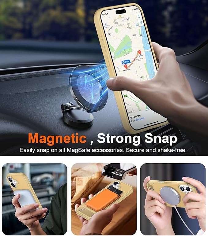 Magnetic Compatible with iPhone 16 Case, [Built-in Invisible Kickstand][Compatible with MagSafe] [Military Grade Shockproof] Slim Translucent Matte Phone Case for iPhone 16 6.1"
