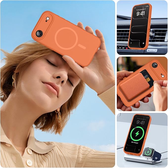 Miracase Magnetic for iPhone Air Case, Compatible with MagSafe, Integrated Silicone Camera Control Cover,Shockproof Drop Protection Phone Case for 17 Air,Orange