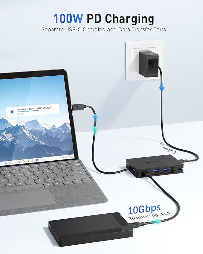 Cable Matters 8-in-1 Portable 40Gbps USB4 Hub (USB 4 Dock) Dual DisplayPort 4K@60Hz, Single DP 4K@240Hz/8K@60Hz, 100W PD, Gigabit Ethernet, Limited macOS Display Support, Thunderbolt 4 Compatible