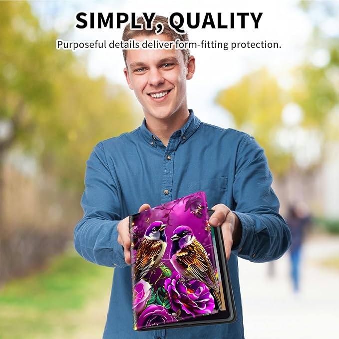 for Kindle Scribe 10.2 Inch 2022/2024 Released Tablet Case, Slim Kickstand Stand Leather Smart Cover with Auto Wake/Sleep, 2 Hummingbird Flowers