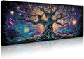 Extended Gaming Mouse Pad, Large Mouse Mat 3 mm Nature Rubber Base Mousepad with Stitched Edges, Non-Slip Desk Mat for Office Home Great Gift 31.5x11.8 Inch (Elven Forest 1)