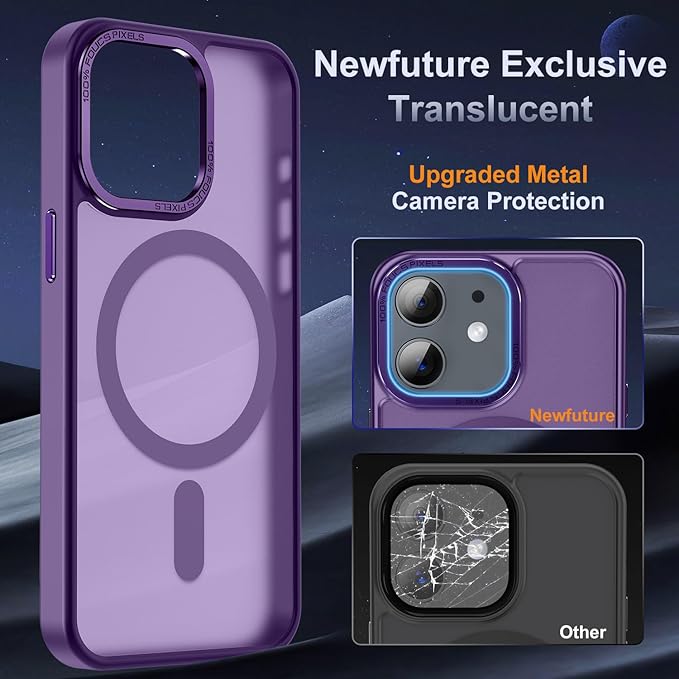Newfuture Designed for iPhone 11 Case with Strong Magnetic [13 FT Military Drop Protection] [Compatible with Magsafe] Slim Translucent Matte Shockproof with Anti-Fingerprint Phone Case, Deep Purple