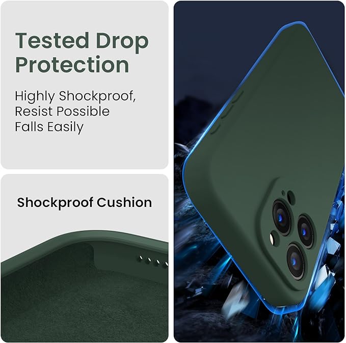 FireNova Designed for iPhone 16 Pro Case, Silicone Upgraded [Camera Protection] Phone Case, Soft Anti-Scratch Microfiber Lining Inside, 2024, Alpine Green