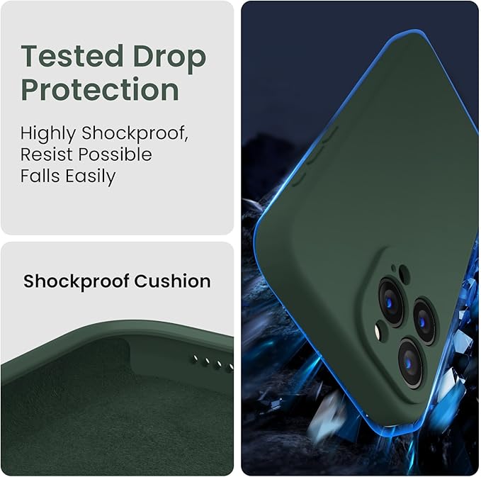 FireNova Designed for iPhone 15 Pro Case, Silicone Upgraded [Camera Protection] Phone Case, Soft Anti-Scratch Microfiber Lining Inside, 6.1 inch, Alpine Green