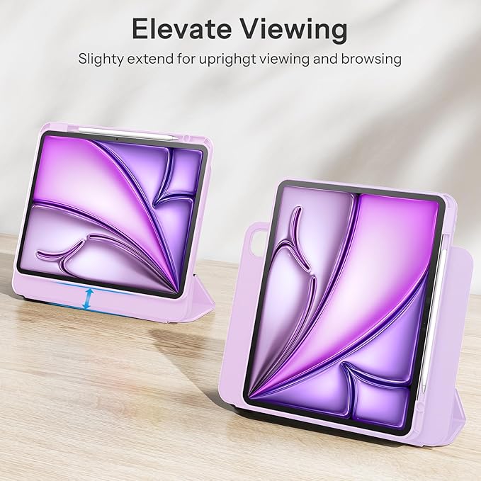 SPARIN Case for iPad Air 13 Inch M4 2026/M3 2025/M2 2024 ((8th/7th/6th Generation), Removable Magnetic Cover with Apple Pencil Holder, Portrait and Landscape Stand, Auto Wake/Sleep -Purple