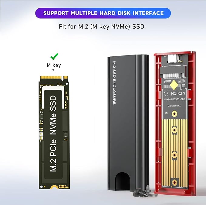 M.2 NVME SSD Enclosure, 2TB for 2230 SSD (Black) Internal SSD