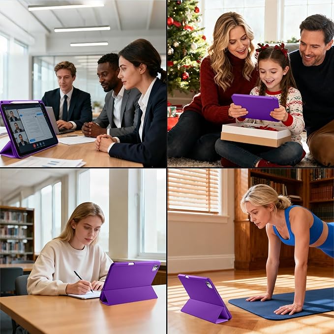 Akkerds for iPad Pro 11 Inch Case (M5/M4) 2025/2024 6th/5th Generation with Pencil Holder, for iPad Pro Case 11 Inch with Trifold Stand Protective Cover/Soft TPU Back, Auto Wake/Sleep, Purple