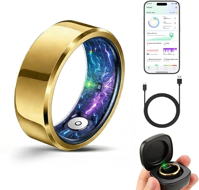 Smart Ring for Women & Men, Health & Fitness Tracker with Heart Rate/Sleep Monitoring/Blood Pressure, 5ATM Waterproof, Activity Trackers with Free App, Valentine's Day Gifts for Women