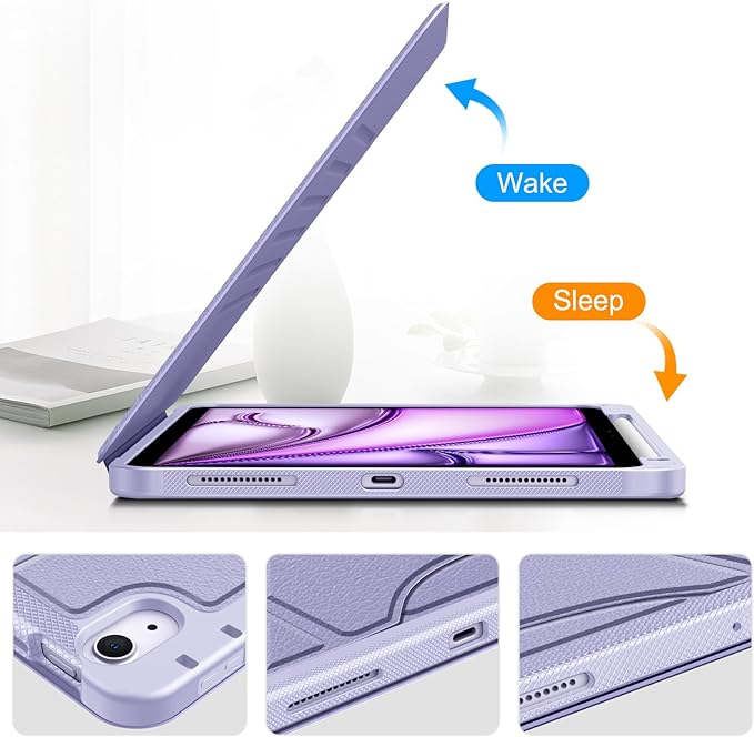 Fintie Magnetic Stand Case for iPad Air 11-inch M4/M3/M2 (2026/2025/2024), iPad Air 5th/4th Generation (2022/2020) 10.9 Inch - Multiple Angles Shockproof TPU Cover with Pencil Holder, Lilac Purple