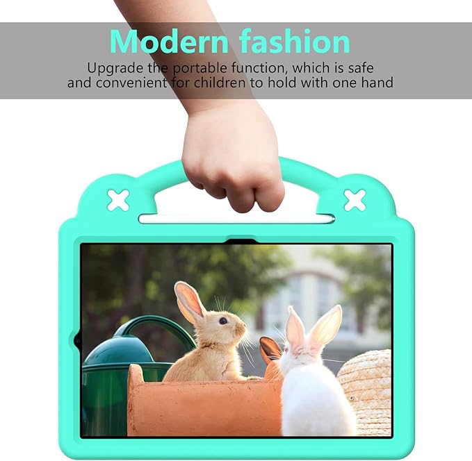AKABEILA Compatible with Samsung Galaxy Tab A7 10.4 (2020/2022)/Tab S6 10.5(2019)/Tab S5e 10.5 inch(2019)/Tab S6 Lite 2020/2022 10.4 Tablet Case, Kids Case with Shoulder Strap & Pen Tray Mint Green