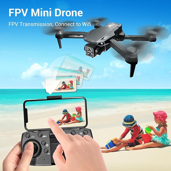Drone with Camera 2K Brushless Motor Mini Drone 3D Flip FPV RC Drone One-Key Take Off/Landing 2 Batteries Foldable Drones with Camera for Adults Under 249g