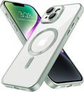 Hython Magnetic Clear for iPhone 14 Plus Case with Camera Lens Protector [Compatible with MagSafe] Luxury Plating Edge Slim Soft TPU Cover Protective Phone Case for iPhone 14 Plus 6.7", Matte Mint