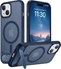 Magnetic Compatible with iPhone 15 Case, [Built-in Invisible Kickstand][Compatible with MagSafe] [Military Grade Shockproof] Slim Translucent Matte Phone Case for iPhone 15 6.1"