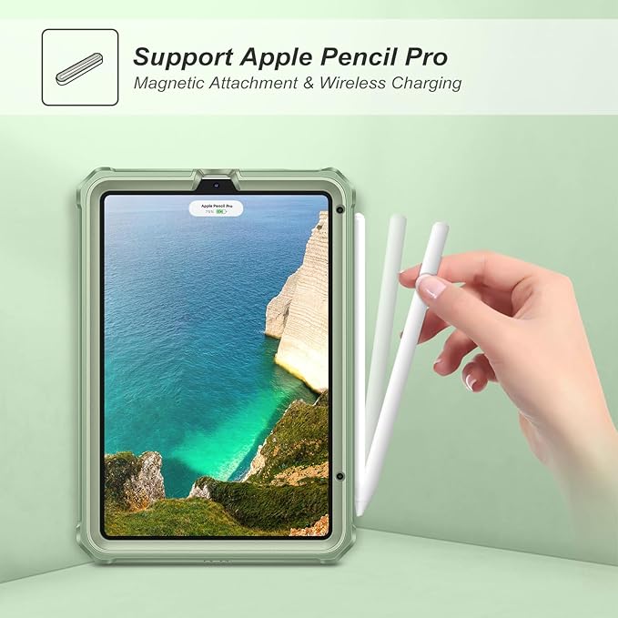 Fintie Case for iPad Mini 7 (A17 Pro, 7th Generation) 2024 / iPad Mini 6 (6th Gen) 8.3 Inch, [Tuatara Magic Ring] 360 Degree Rotating Shockproof Rugged Cover with Screen Protector, Green