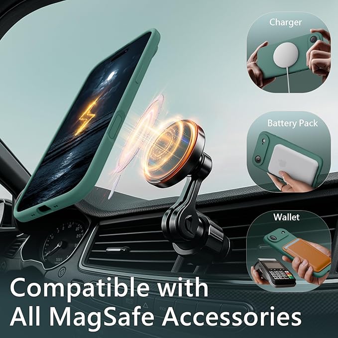 FireNova Magnetic for iPhone Air Case, Compatible with MagSafe, [Integrated Silicone Camera Control Button] [Camera Protection] Microfiber Lining Phone Case for iPhone 17 Air, 6.5", Midnight Green