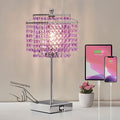 Luvkczc Crystal Table Lamp, Touch Lamp with USB C+A Ports, Dimmable Lamp with Crystal Shade, Purple Nightstand Lamp for Girl Bedroom, Living Room, Bulb Included