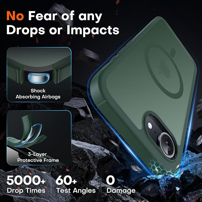 TOCOL for iPhone 17e Case, Compatible with Magsafe, Military Drop Protection, Slim Translucent Matte Shockproof for iPhone 17 e Case 6.1 inch (Alpine Green)